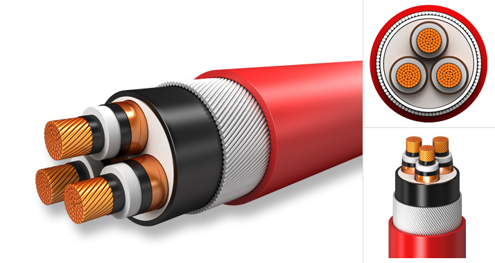 XLPE insulated multi-core copper cable reinforced with steel wires